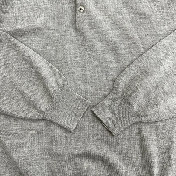 Giorgiolini Men's Polo Sweater 100% Wool Made in Italy Merino Extrafine Gray XL - Picture 8 of 11
